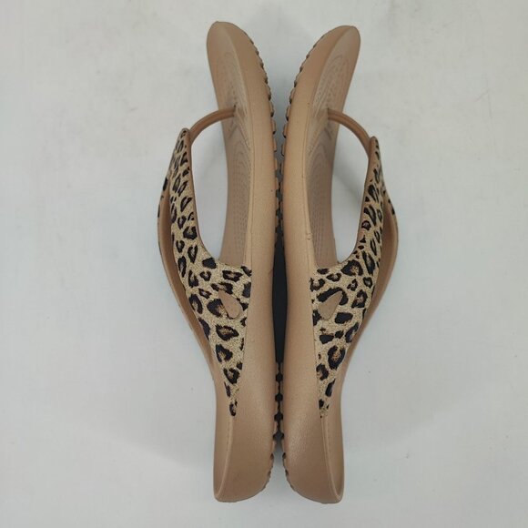 Crocs Women’s Kadee Leopard Brown Rubber Sandals Size 11 - Picture 6 of 9